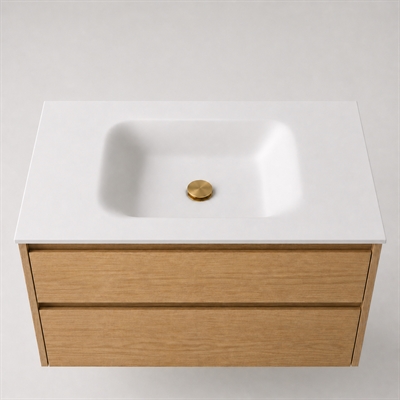 Corian baderomsplate 102 cm inkl. LUX servant, midtstilt, Glacier White