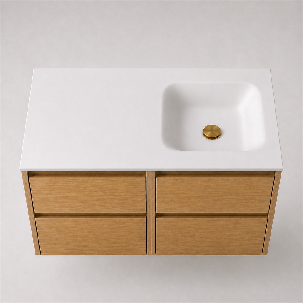 Corian baderomsplate 102 cm inkl. Type 7 servant, høyre, Glacier White