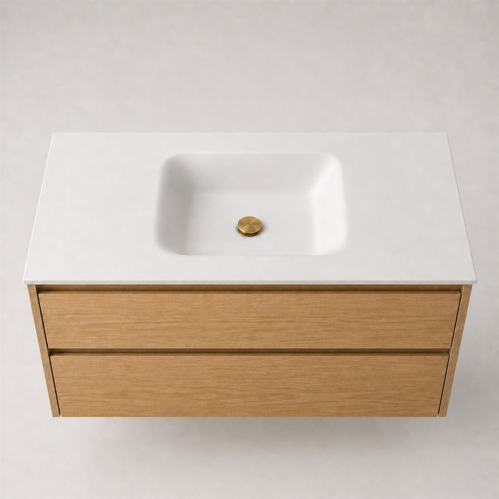 Corian baderomsplate 122 cm inkl. LUX servant, midtstilt, Glacier White
