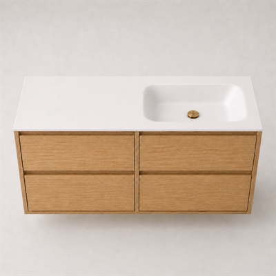 Corian baderomsplate 122 cm inkl. LUX servant, høyre, Glacier White
