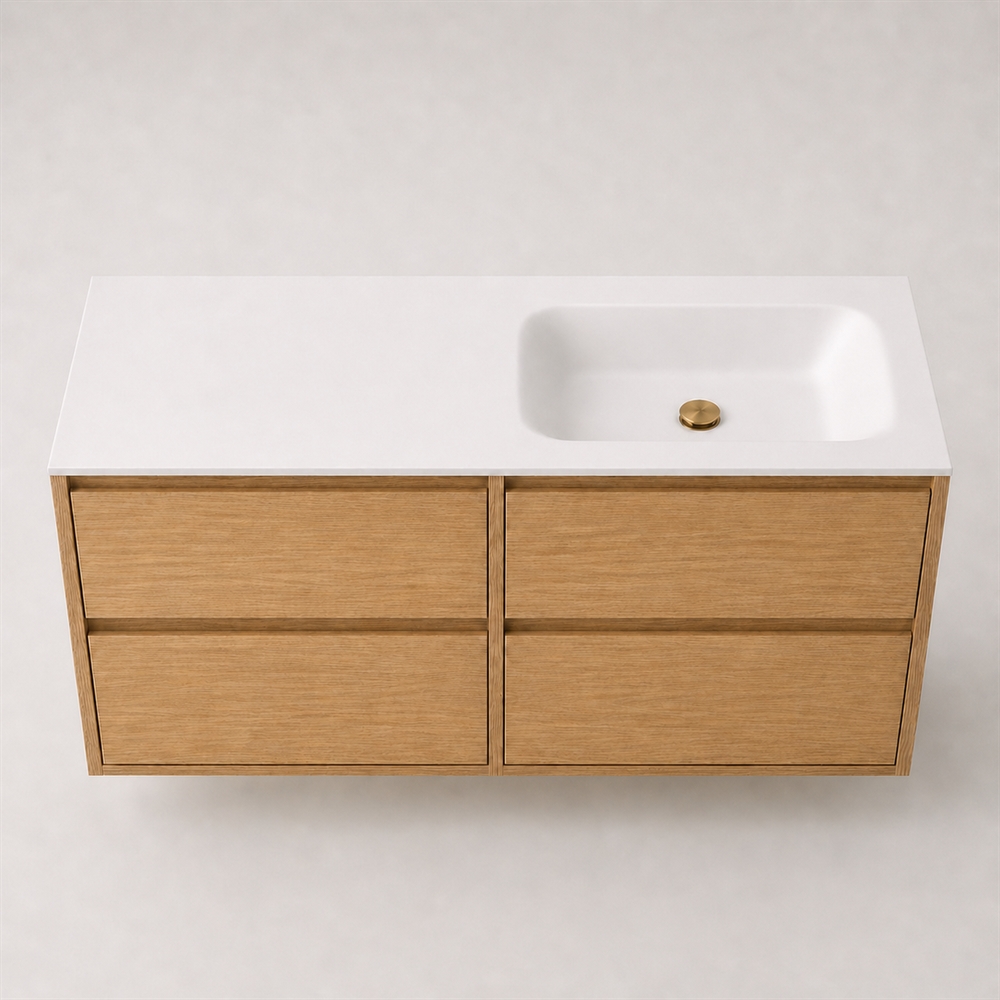 Corian baderomsplate 122 cm inkl. LUX servant, høyre, Glacier White