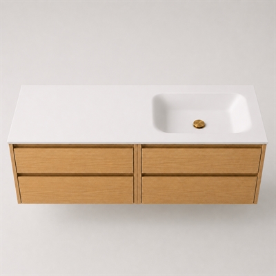 Corian baderomsplate 142 cm inkl. LUX servant, høyre, Glacier White