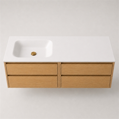 Corian baderomsplate 142 cm inkl. LUX servant, venstre, Glacier White