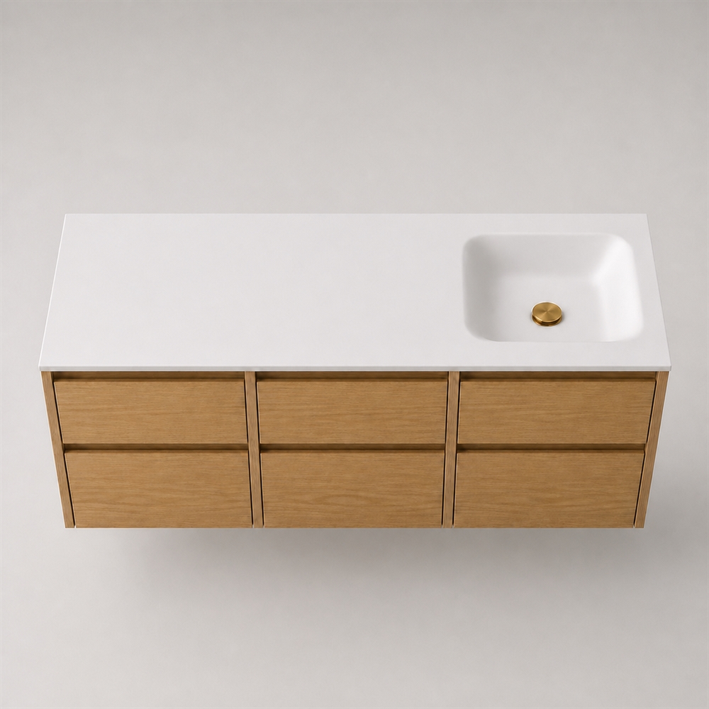 Corian baderomsplate 152 cm inkl. Type 7 servant, høyre, Glacier White
