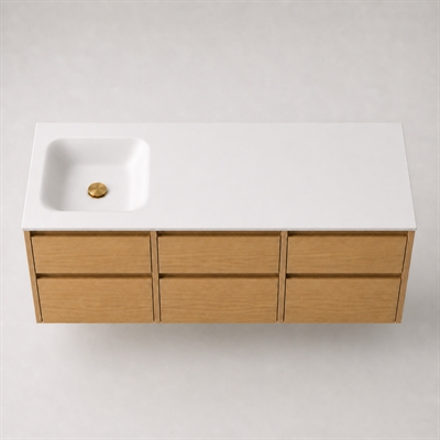Corian baderomsplate 152 cm inkl. Type 7 servant, venstre, Glacier White