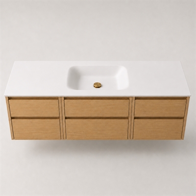 Corian baderomsplate 162 cm inkl. LUX servant, midtstilt, Glacier White