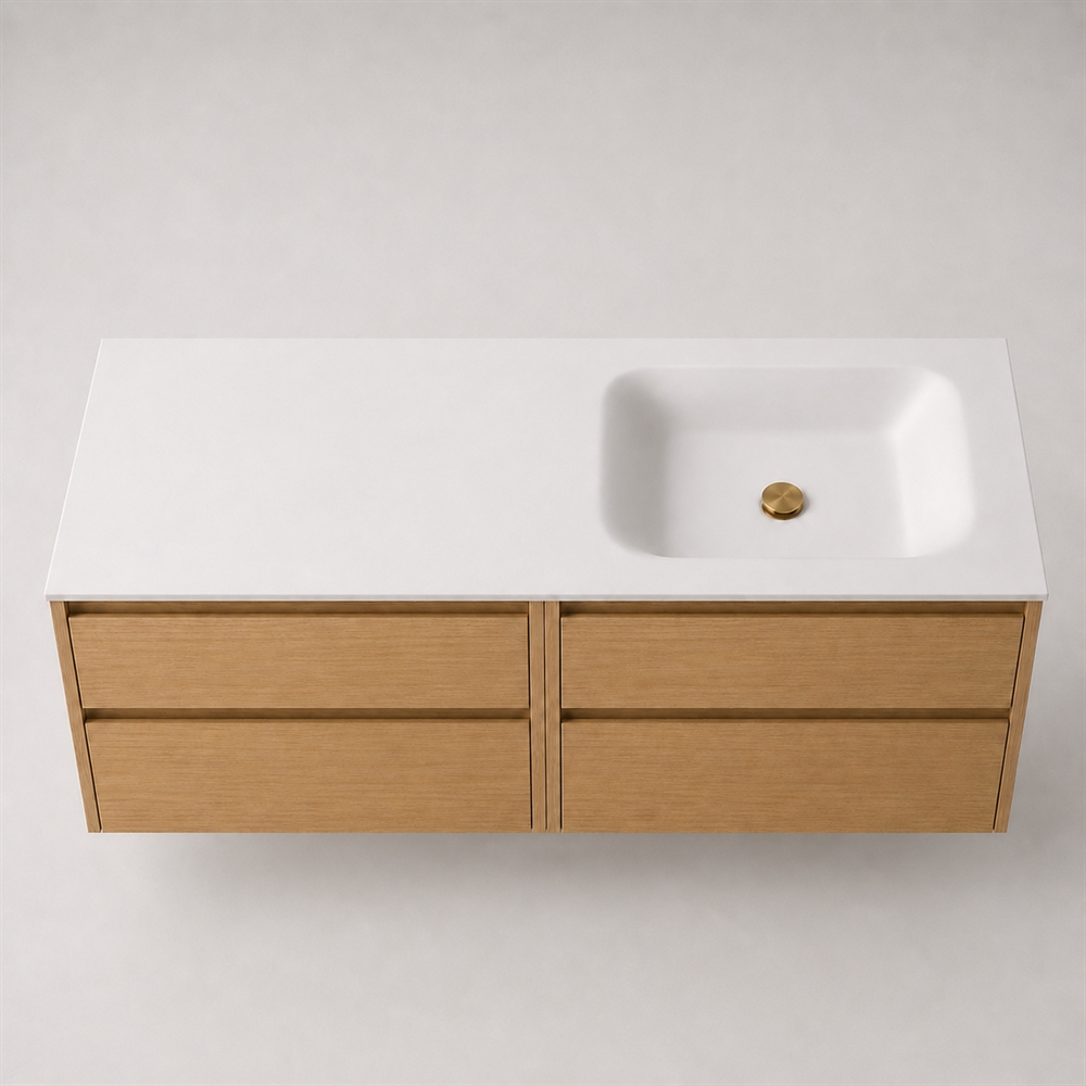Corian baderomsplate 162 cm inkl. LUX servant, høyre, Glacier White