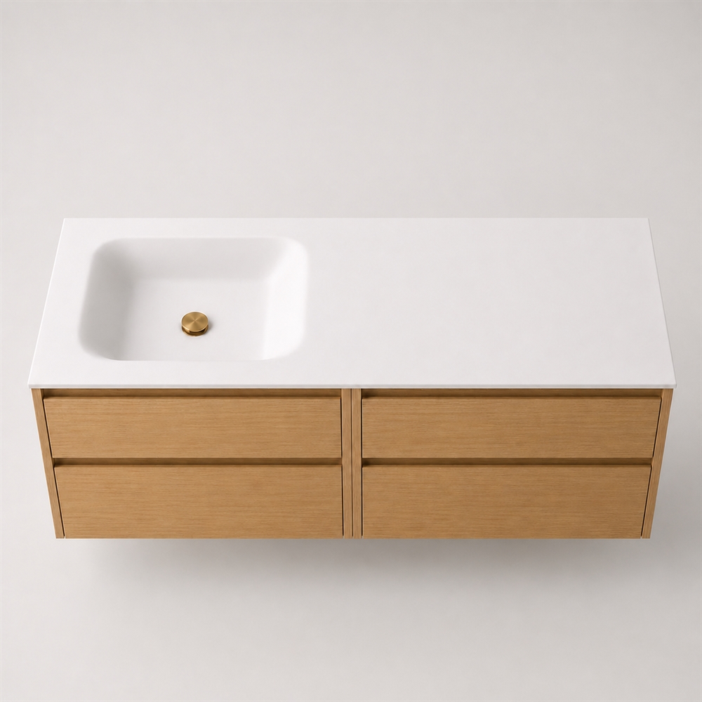 Corian baderomsplate 162 cm inkl. LUX servant, venstre, Glacier White