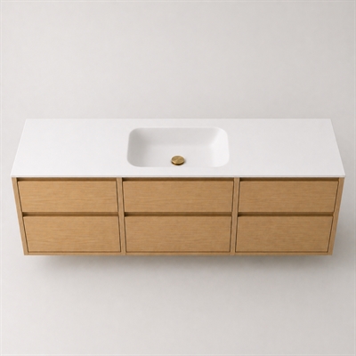 Corian baderomsplate 182 cm inkl. LUX servant, midtstilt, Glacier White