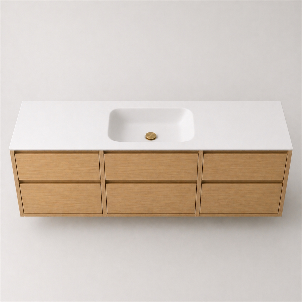 Corian baderomsplate 182 cm inkl. LUX servant, midtstilt, Glacier White