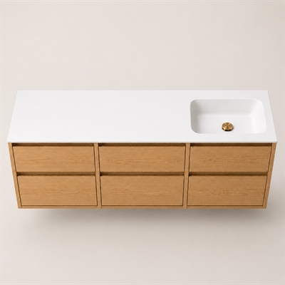 Corian baderomsplate 182 cm inkl. LUX servant, høyre, Glacier White