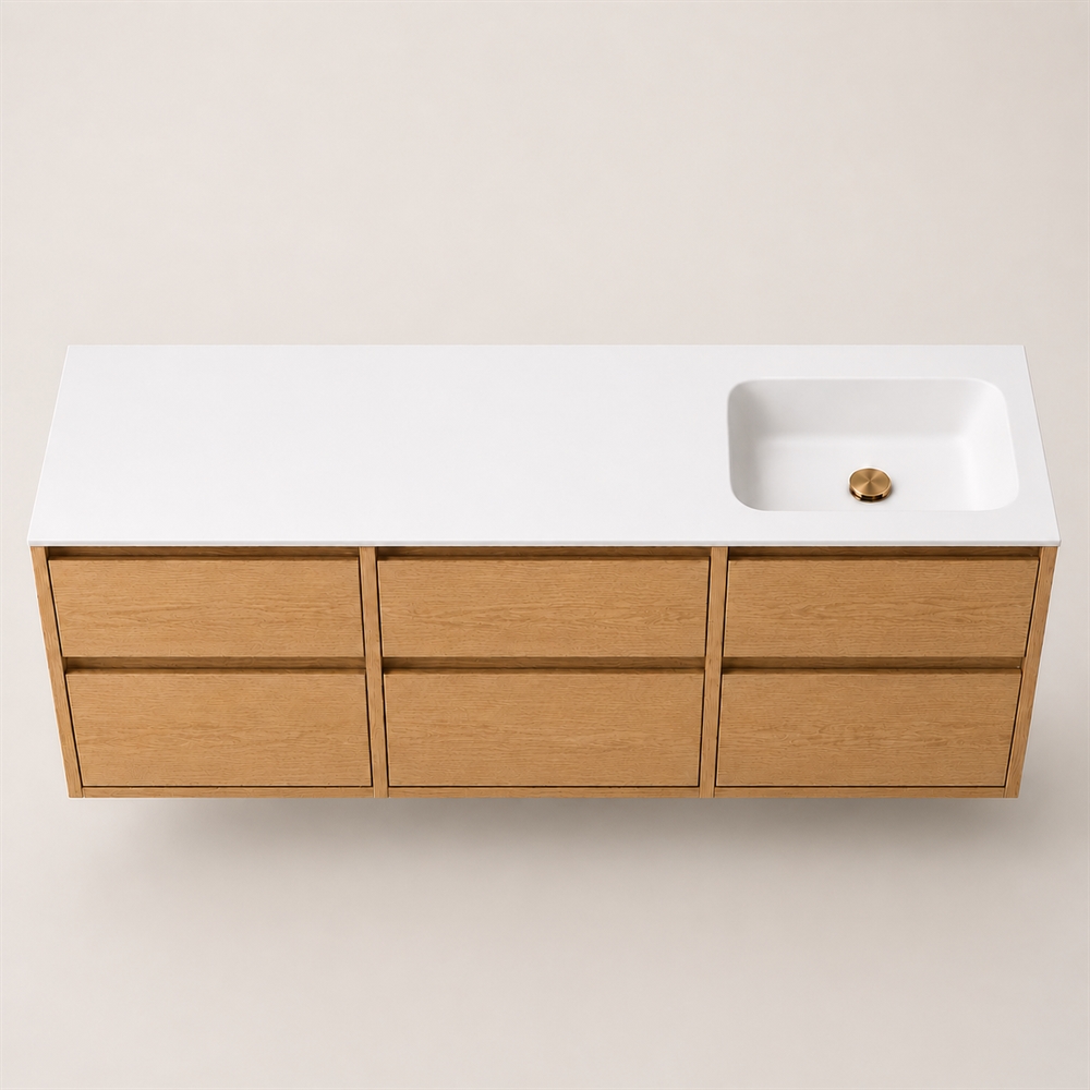 Corian baderomsplate 182 cm inkl. LUX servant, høyre, Glacier White