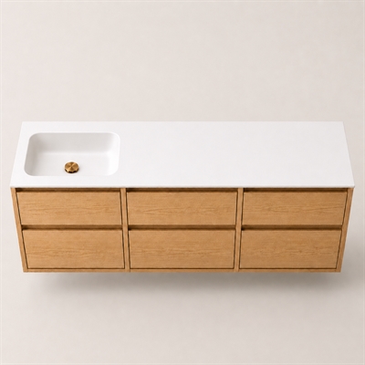Corian baderomsplate 182 cm inkl. LUX servant, venstre, Glacier White