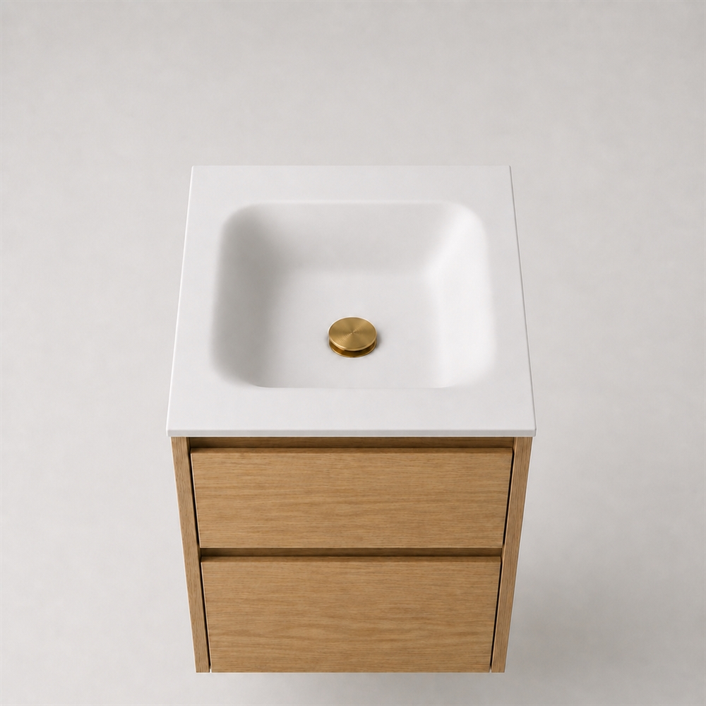 Corian baderomsplate 52 cm inkl. Type 7 servant, Glacier White