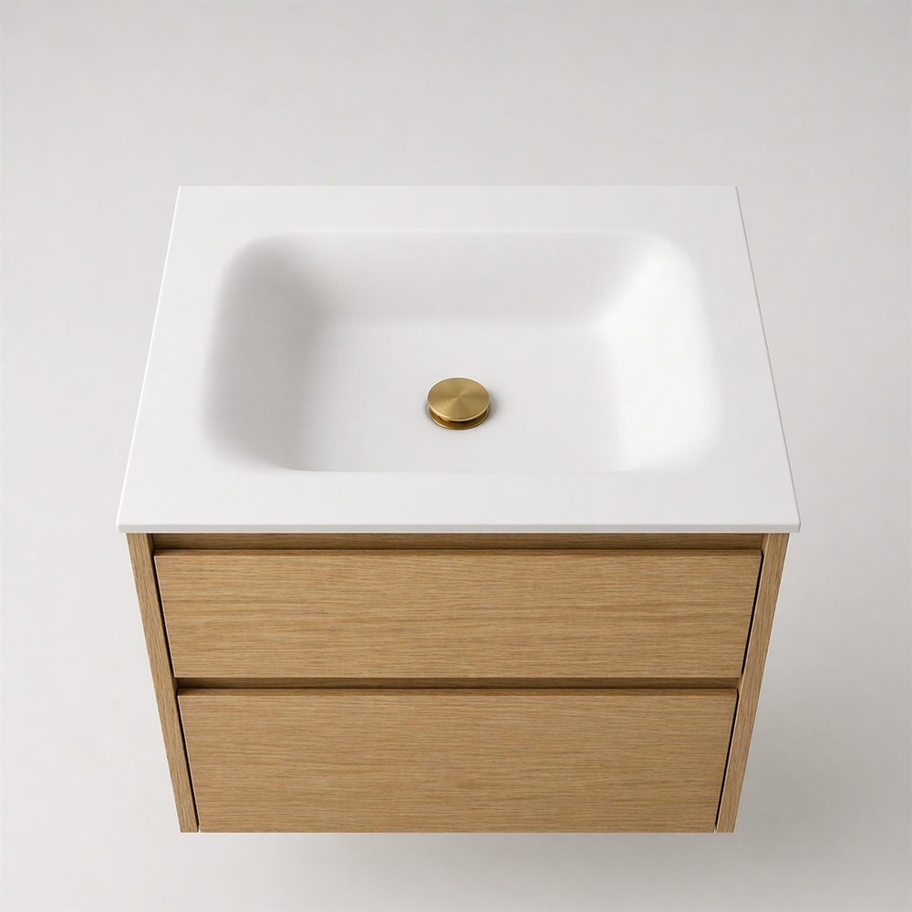 Corian baderomsplate 62 cm inkl. LUX servant, Glacier White