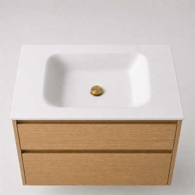 Corian baderomsplate 82 cm inkl. LUX servant, Glacier White