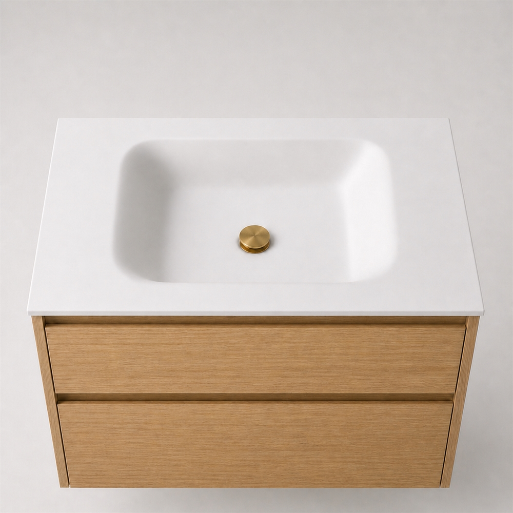 Corian baderomsplate 82 cm inkl. LUX servant, Glacier White