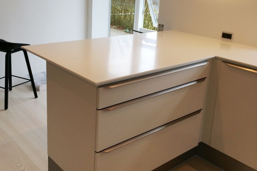 Corian bordplade sammensvejst med usynlig samling